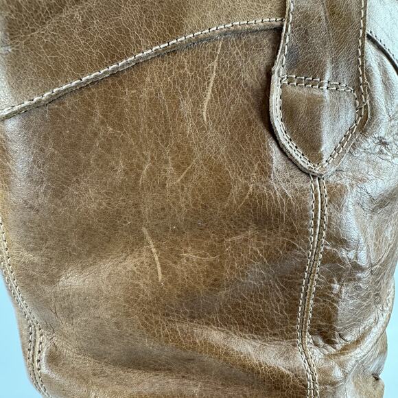 Steve Madden Classic Western Style Tan Cognac Leather Scrunched Slouchy 10 M - Picture 7 of 9